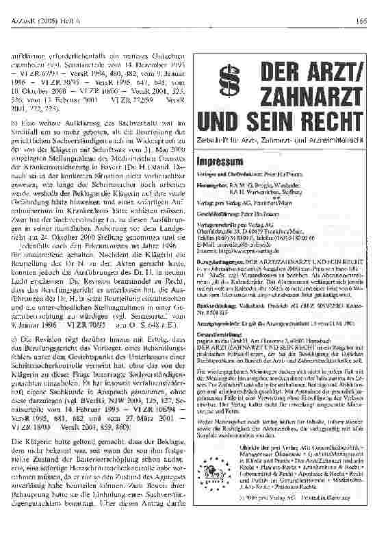 Vorschauseite 3: Fehlerhafte Unterlassung medizinisch gebotener Befunderhebung kann zu Beweislastumkehr hinsichtlich Kausalität des Behandlungsfehlers für Schaden führen
