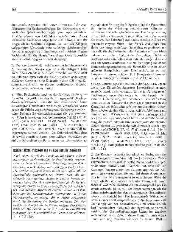 Vorschauseite 4: Fehlerhafte Unterlassung medizinisch gebotener Befunderhebung kann zu Beweislastumkehr hinsichtlich Kausalität des Behandlungsfehlers für Schaden führen
