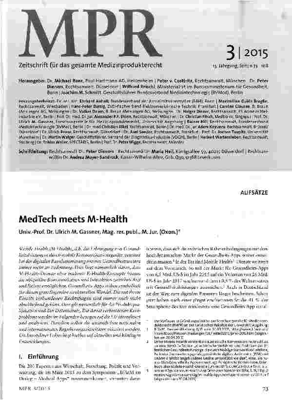 Vorschauseite 1: MedTech meets M-Health