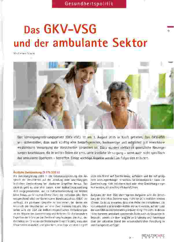 Vorschauseite 1: Das GKV-VSG und der ambulante Sektor