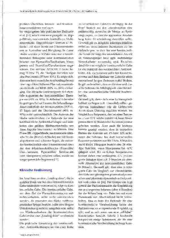Vorschauseite 3: Kontinuierliche Antibiotikagabe in der Intensivmedizin - Nutzen und Realisierung