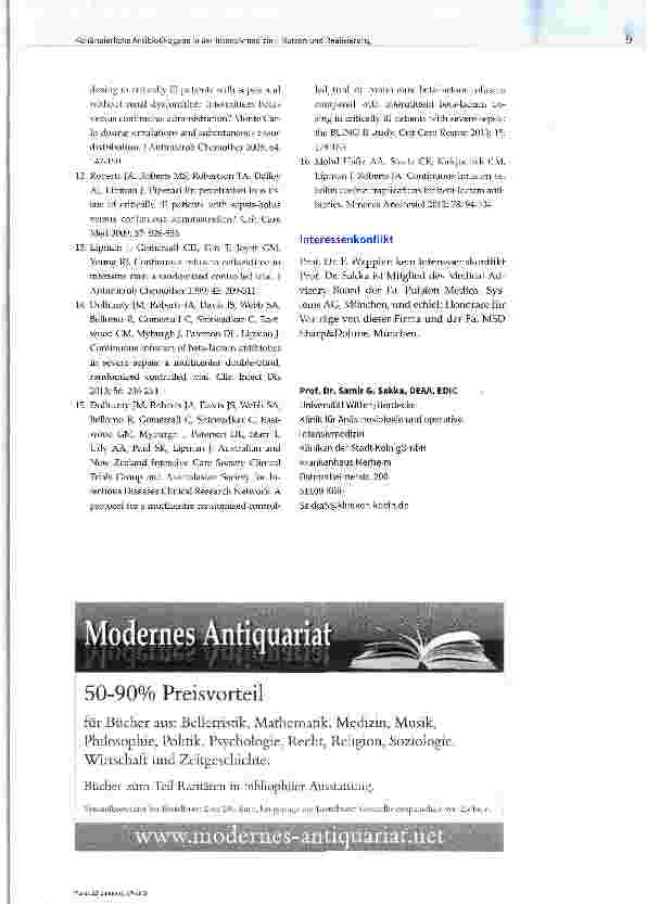 Vorschauseite 5: Kontinuierliche Antibiotikagabe in der Intensivmedizin - Nutzen und Realisierung