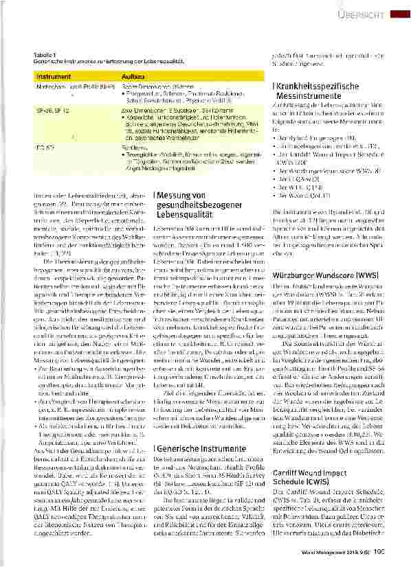 Vorschauseite 2: Standardisierte Messinstrumente zur Erfassung der wundbezogenen Lebensqualität von Menschen mit chronischen Wunden allgemein sowie mit Dekubitus