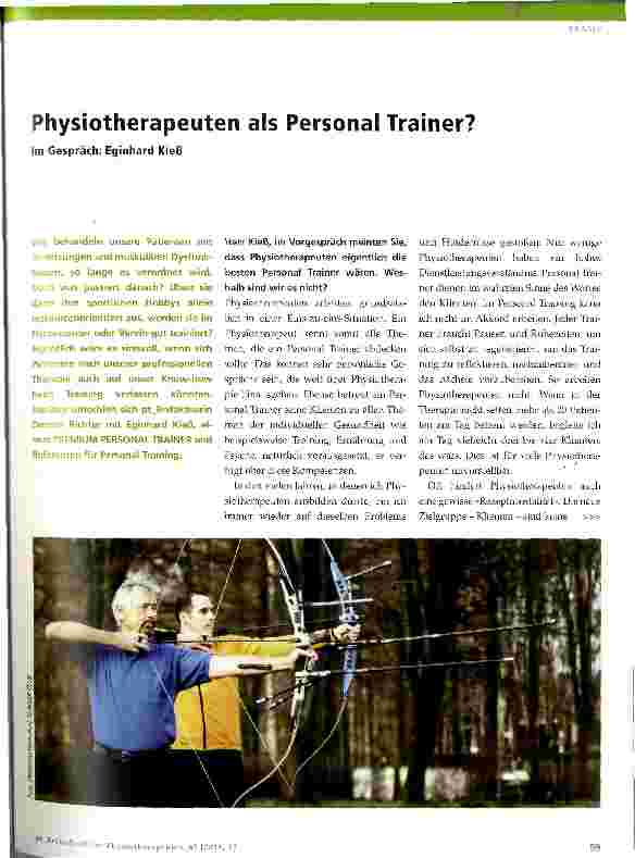Vorschauseite 1: Physiotherapeuten als Personal Trainer?
