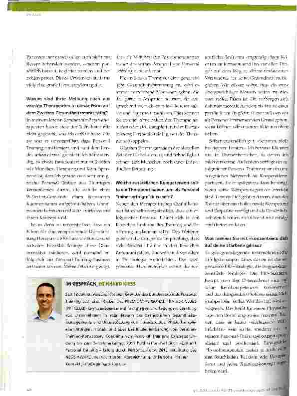 Vorschauseite 2: Physiotherapeuten als Personal Trainer?