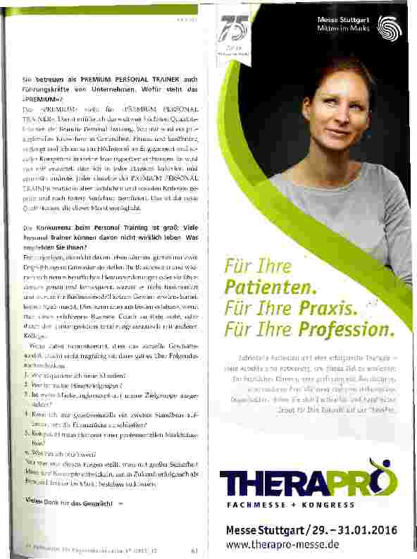 Vorschauseite 3: Physiotherapeuten als Personal Trainer?