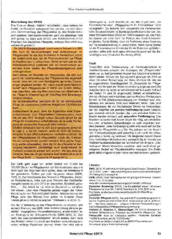 Vorschauseite 2: Krankenhausstrukturgesetz - ein Mehr an Pflege?