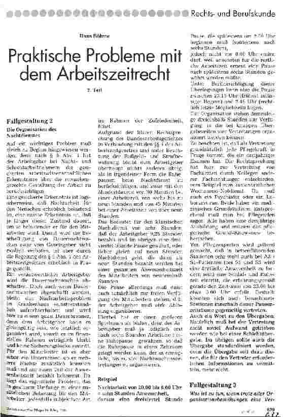 Vorschauseite 1: Praktische Probleme mit dem Arbeitszeitrecht 2. Teil