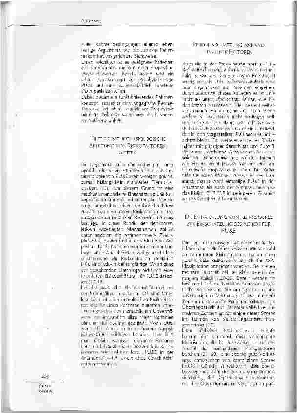 Vorschauseite 2: ÜBELKEIT UND ERBRECHEN NACHNARKOSEN -RATIONELLE RISIKOEINSCHÄTZUNG UNDKONSEQUENZEN FÜR DIE PROPHYLAXE MIT ANTIEMETIKA
