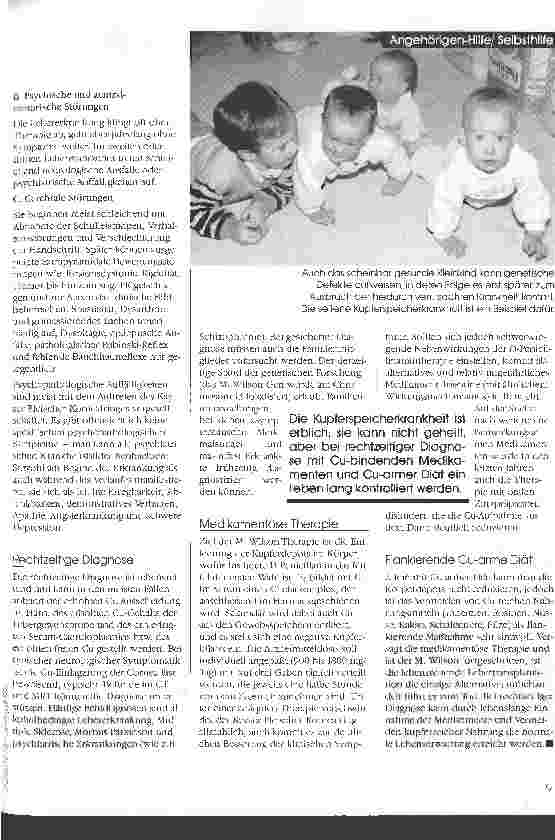 Vorschauseite 2: Wenn Kupfer zum Feind wird. .. Morbus Wilson-Selbsthilfegruppe (Wien) informiert