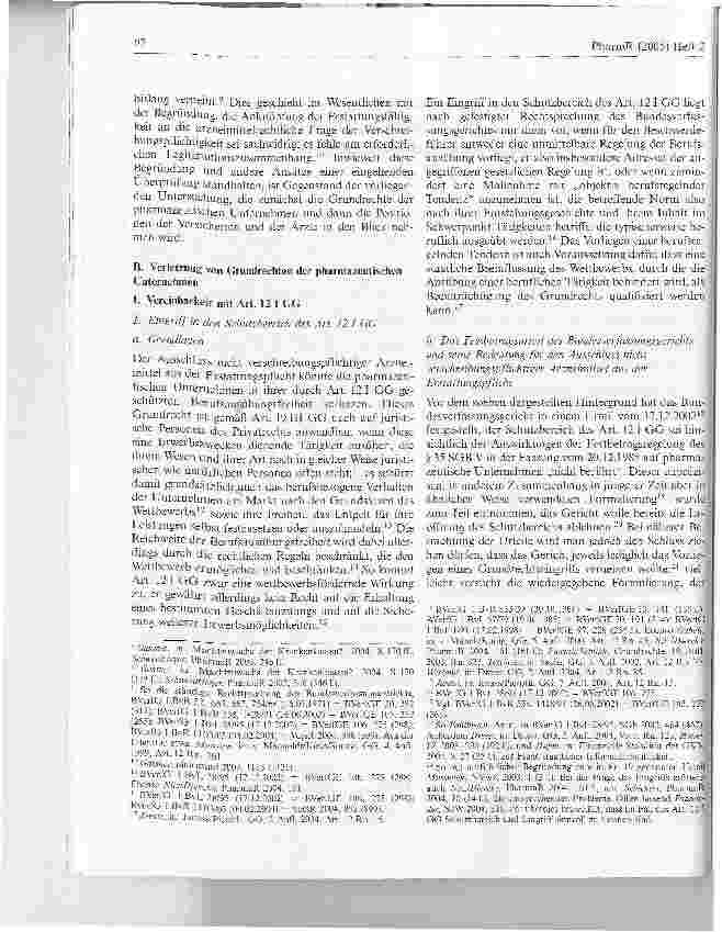 Vorschauseite 2: Verfassungsmäßigkeit des Ausschlusses nicht verschreibungspflichtigerArzneimittel aus der Erstattungspflicht durch dasGesundheitsmodernisierungsgesetz