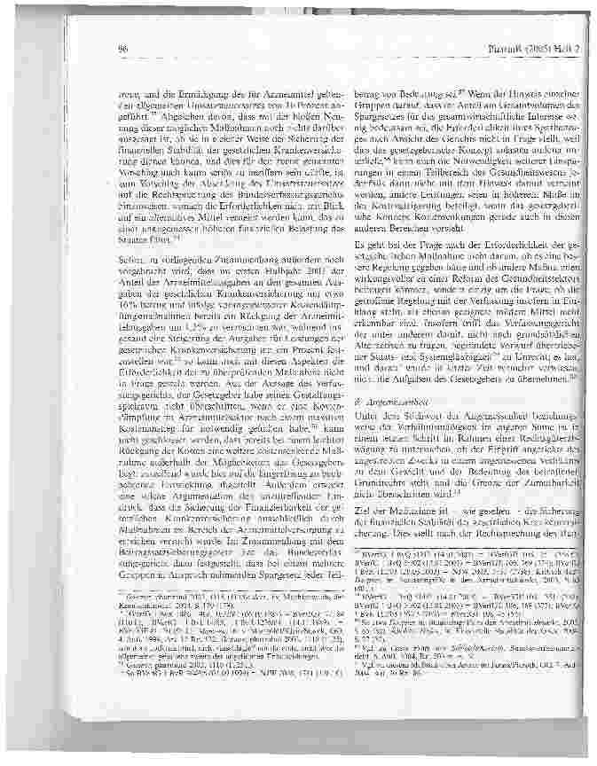Vorschauseite 6: Verfassungsmäßigkeit des Ausschlusses nicht verschreibungspflichtigerArzneimittel aus der Erstattungspflicht durch dasGesundheitsmodernisierungsgesetz