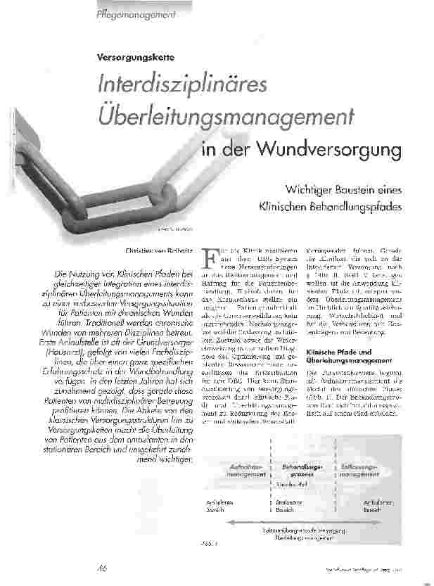 Vorschauseite 1: Interdisziplinäres Überleitungsmanagement in der WundversorgungWichtiger Baustein eines Klinischen Behandlungspfades