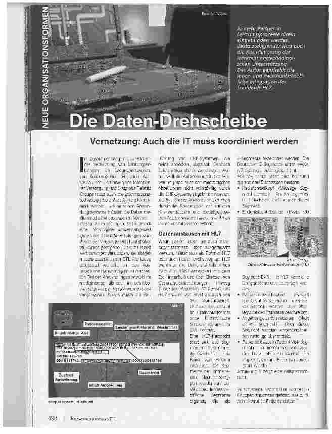 Vorschauseite 1: Die Daten-DrehscheibeVernetzung: Auch die IT muss koordiniert werden