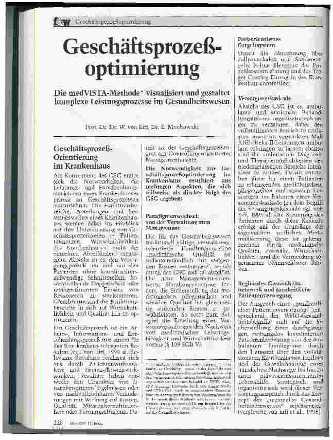 Vorschauseite 1: Geschäftsprozeßoptimierung Die medVista-Methode visualisiert und gestaltet komplexe Leistungsprozesse im Gesundheitswesen