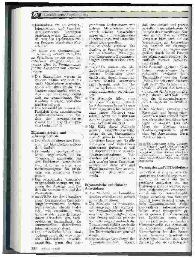 Vorschauseite 6: Geschäftsprozeßoptimierung Die medVista-Methode visualisiert und gestaltet komplexe Leistungsprozesse im Gesundheitswesen