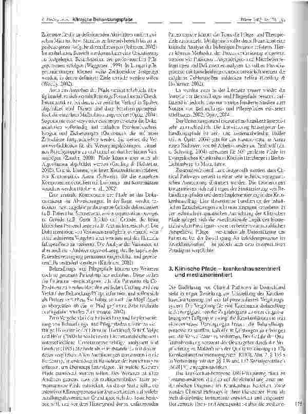 Vorschauseite 3: Klinische Behandlungspfade: Ein Weg zur Integrationvon standardisierter Behandlungsplanung und Patientenorientierung?