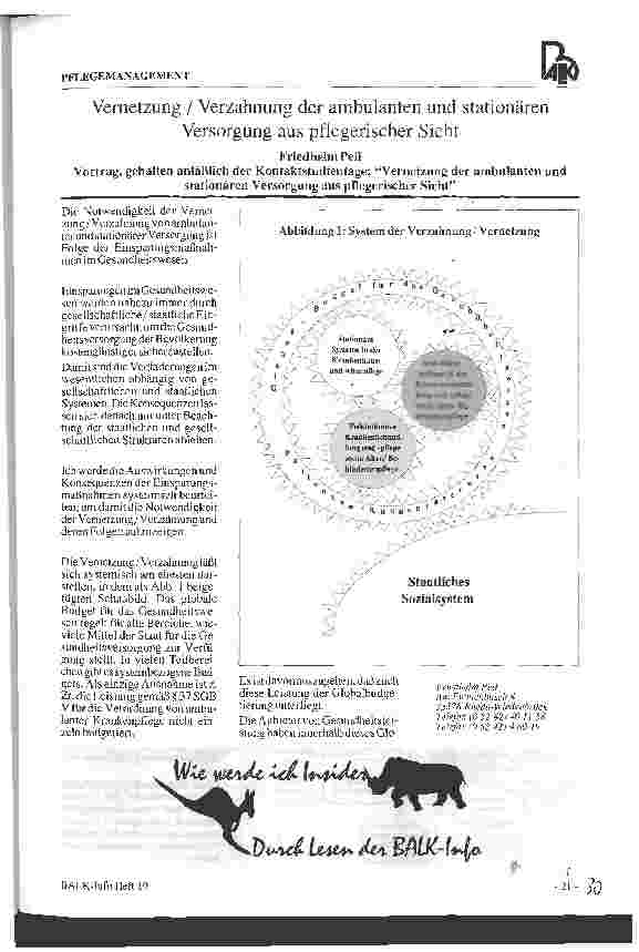 Vorschauseite 1: Vernetzung/Verzahnung der ambulanten und stationären Versorgung aus pflegerischer Sicht