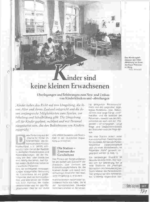 Vorschauseite 1: Kinder sind keine kleinen Erwachsenen Überlegungen und Erfahrungen zum Neuund Umbau von Kinderkliniken und -abteilungen