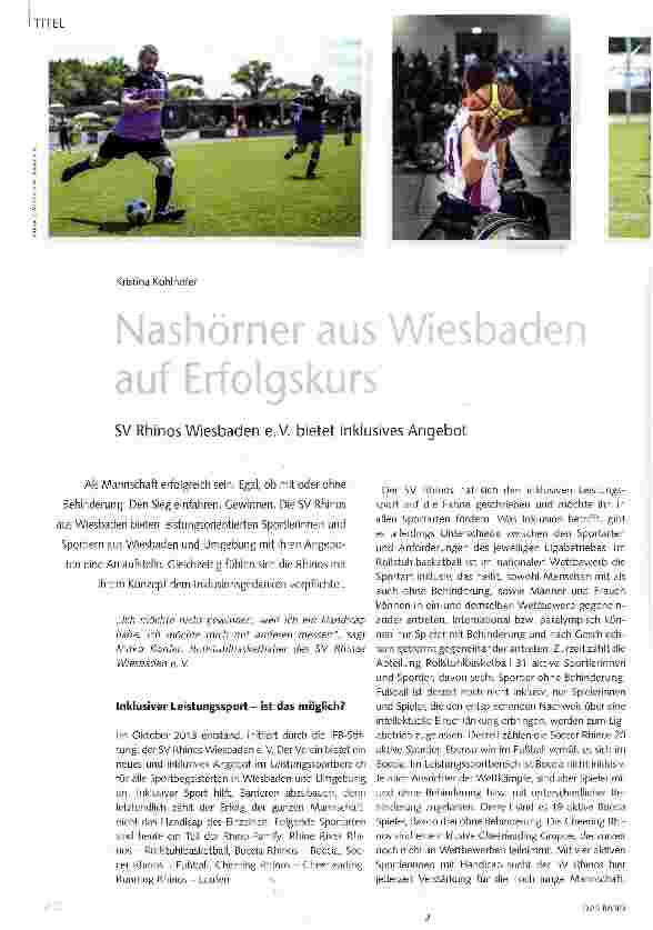 Vorschauseite 1: Nashörner aus Wiesbaden auf Erfolgskurs