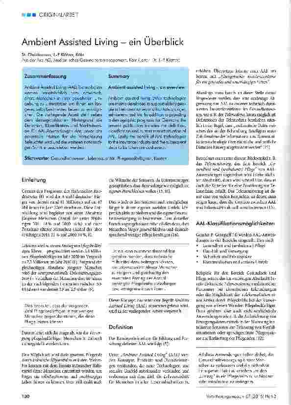 Vorschauseite 1: Ambient Assisted Living - ein Überblick