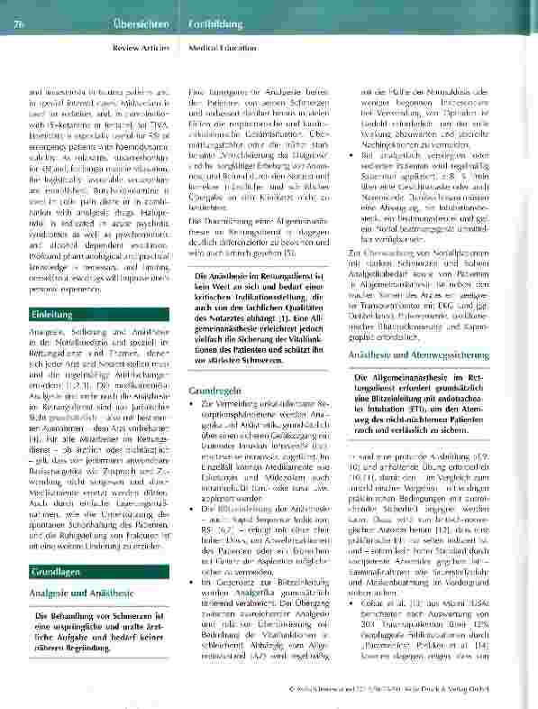 Vorschauseite 2: Analgesie, Sedierung und Anästhesie in der Notfallmedizin