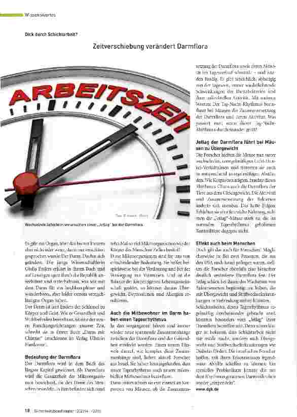 Vorschauseite 1: Zeitverschiebung verändert Darmflora