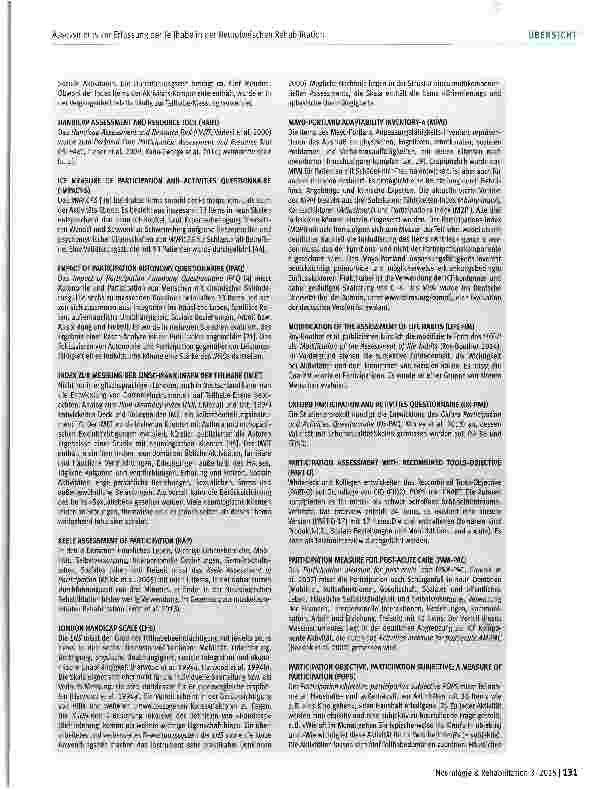 Vorschauseite 2: Anhang: Messinstrumente zur Erfassung der Teilhabe in der Neurologischen Rehabilitation
