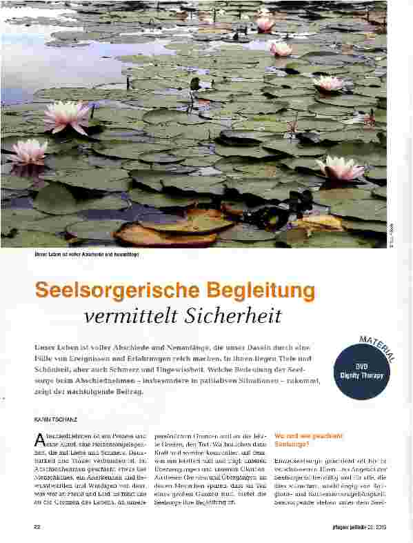 Vorschauseite 1: Seelsorgerische Begleitung vermittelt Sicherheit