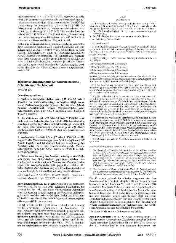 Vorschauseite 1: Tariflicher Zusatzurlaub für Wechselschicht-, Schichtund Nachtarbeit