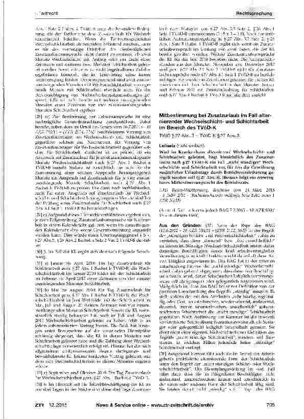 Vorschauseite 4: Tariflicher Zusatzurlaub für Wechselschicht-, Schichtund Nachtarbeit