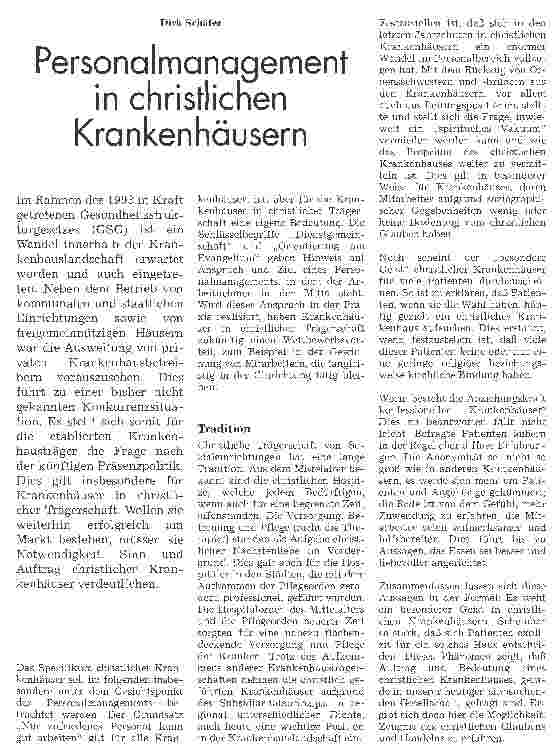 Vorschauseite 1: Personalmanagement in christlichen Krankenhäusern