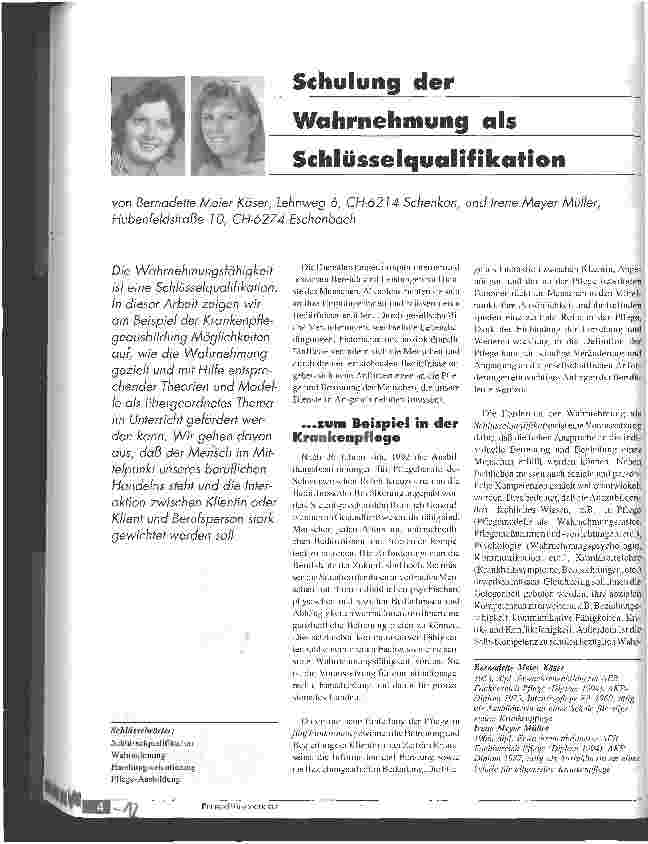 Vorschauseite 1: Schulung der Wahrnehmung als Schlüsselqualifikation