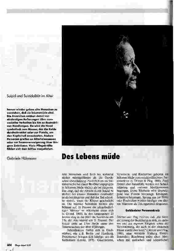 Vorschauseite 1: Des Lebens müde Suizid und Suizidalität im Alter
