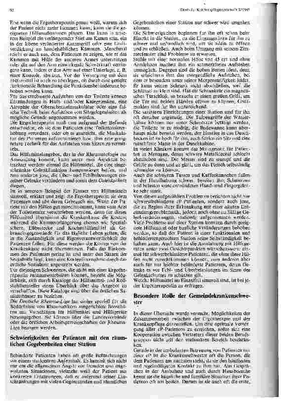 Vorschauseite 3: Behandlung von Patienten mit chronischer Polyarthritis Zusammenarbeit zwischen Krankenschwester und Ergotherapeutin