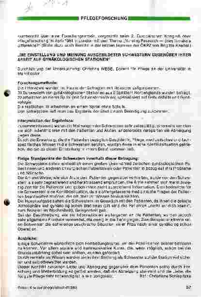 Vorschauseite 1: Pflegeforschung Kurzbericht