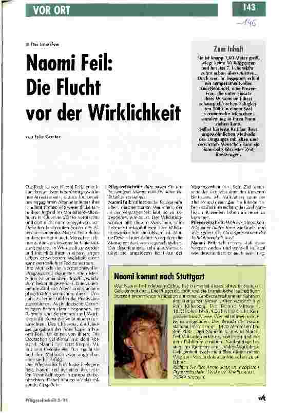 Vorschauseite 1: Naomi Feil: Die Flucht vor der Wirklichkeit