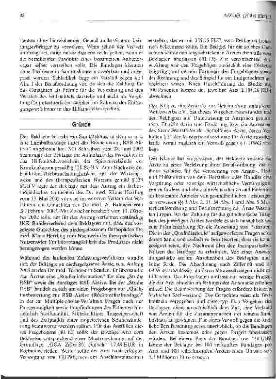 Vorschauseite 2: Arzt als Absatzhelfer für Hilfsmittel? -Sanitätshaus zur Unterlassung verurteilt