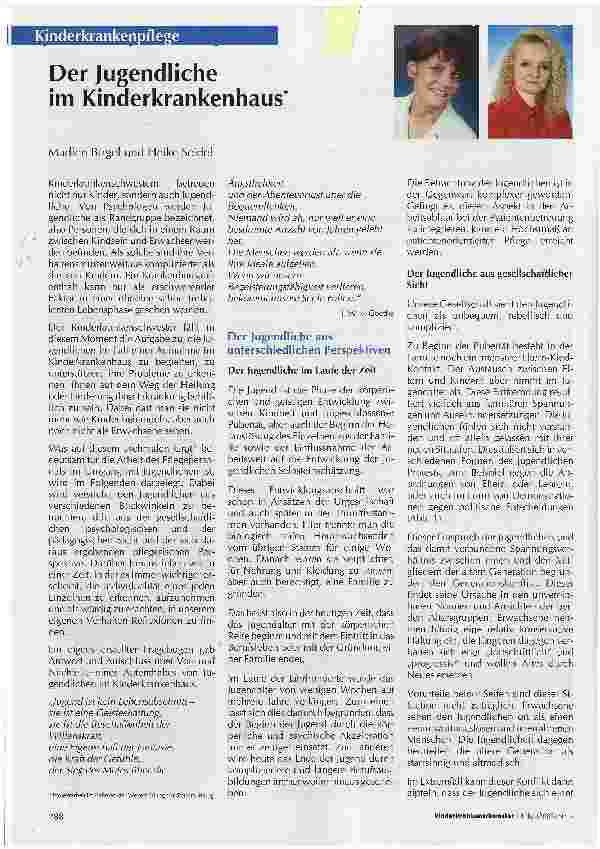 Vorschauseite 1: Der Jugendliche im Kinderkrankenhaus