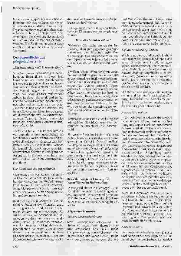 Vorschauseite 6: Der Jugendliche im Kinderkrankenhaus