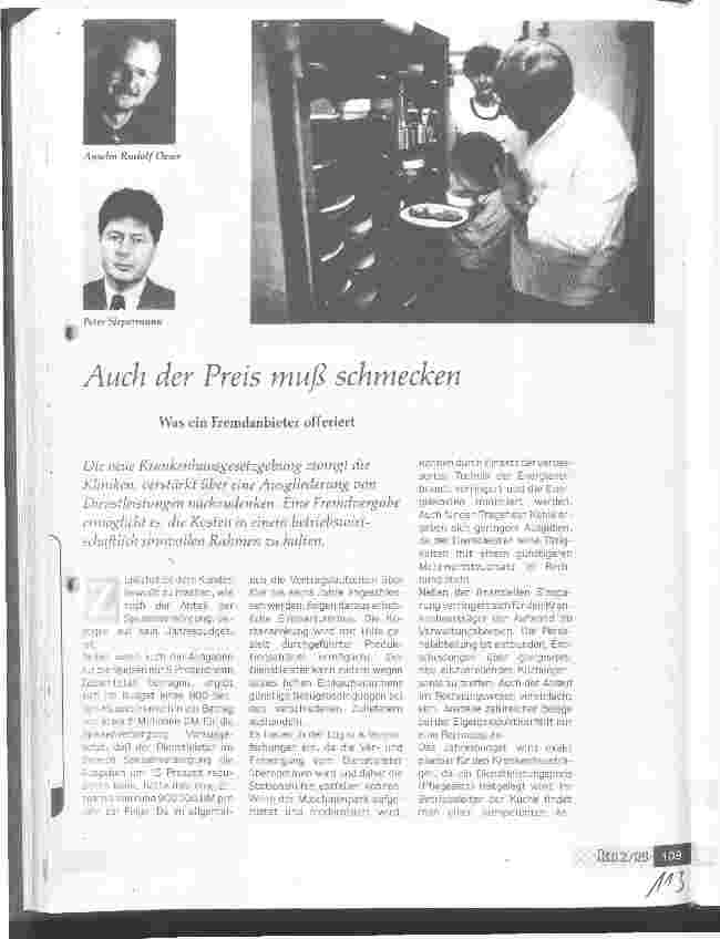 Vorschauseite 1: Auch der Preis muß schmecken Was ein Fremdanbieter offeriert