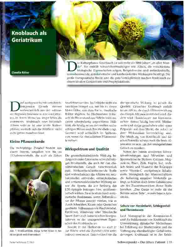 Vorschauseite 1: Knoblauch als Geriatrikum