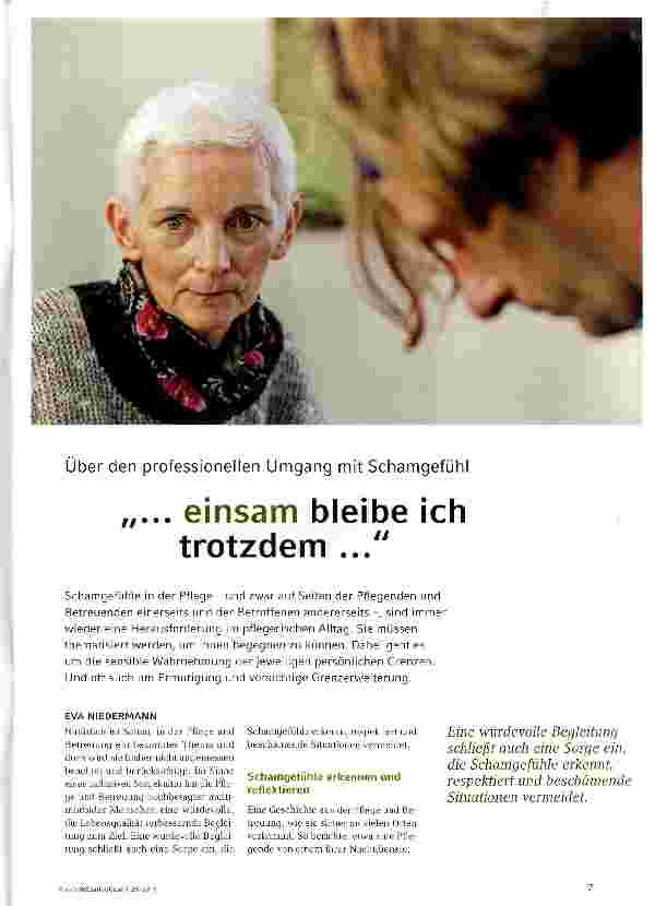 Vorschauseite 1: Über den professionellen Umgang mit Schamgefühl „. .. einsam bleibe ich trotzdem. ..