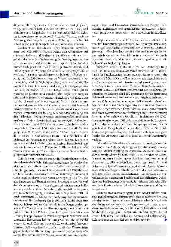 Vorschauseite 5: Das Krankenhaus, ein Sterbeort 1. und 2. Klasse?