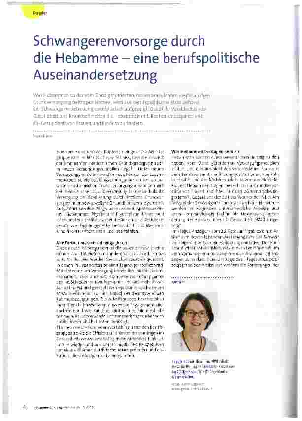 Vorschauseite 1: Schwangerenvorsorge durch die Hebamme - eine berufspolitische Auseinandersetzung