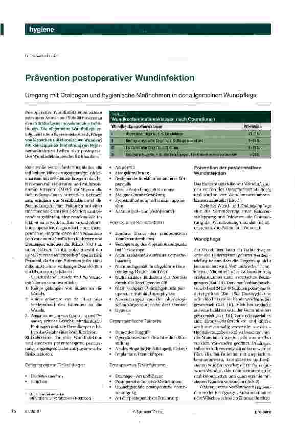 Vorschauseite 1: Prävention postoperativer Wundinfektion