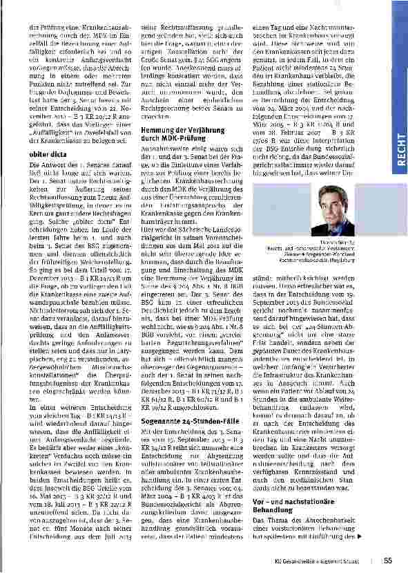 Vorschauseite 2: Entwicklung der Krankenhaus rechtlichen Rechtsprechung Teil 4: Zur BSG-Rechtsprechung im Jahr 2013