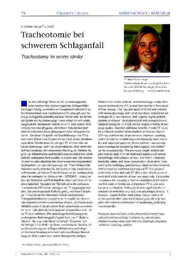 Vorschauseite 1: Tracheotomie bei schwerem Schlaganfall