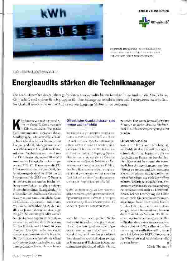 Vorschauseite 1: Energieaudits stärken die Technikmanager