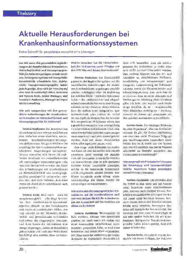 Vorschauseite 1: Aktuelle Herausforderungen bei Krankenhausinformationssystemen